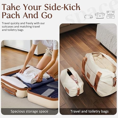 Coolife Luggage Set Hardside Suitcase,3 piece,White(DB/TB/20) | Suitcase Set,3 Piece Carry on,TSA LOCK,360° Smooth Spinner Wheels,YKK Zippers,Smart Trolley Sleeve thumbnail 6