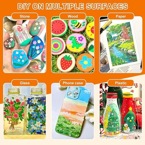240 Colors Acrylic Paint Markers, Acrylic Paint Pens with Direct-Liquid Ink Control System.1-5mm Soft Brush Tip Paint Pens & Paint Markers for Rock, Wood, Canvas, Glass, Fabric, Metal, Plastic, Paper thumbnail 5