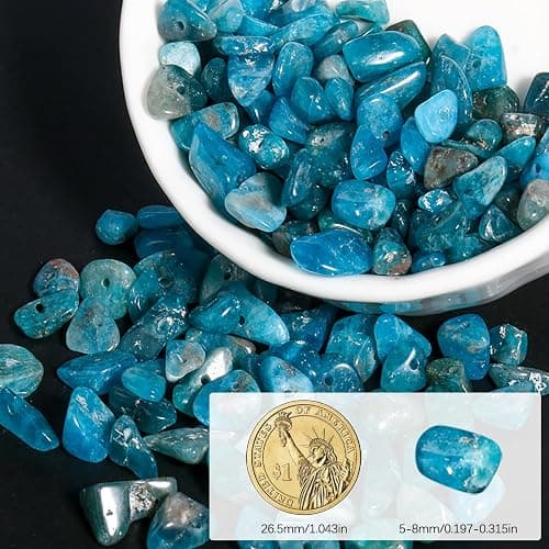 NITOPUPU 30in Apatite Natural Chip Stone Beads 5-8mm About 230pcs,Irregular Drilled Blue Bead for Bracelets Jewelry Making Supplies for Adults,DIY Crafts. thumbnail 4