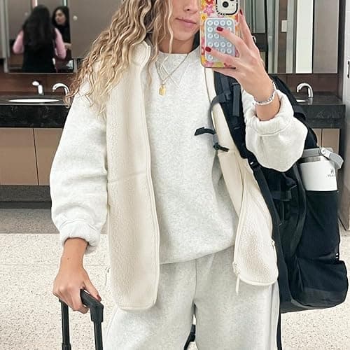 Hixiaohe Sherpa Fleece Vest for Women Trendy Warm Sleeveless Vests Jacket Lightweight Zip Coats with Pockets Fall Outerwear thumbnail 4