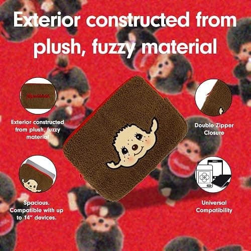 Sonix x Monchhichi Plush Tech Sleeve | 14 inch Fuzzy Laptop and Tablet Carrying Case Cover, Protective Travel Bag | 13" - 14" | Monchhichi Boy thumbnail 3