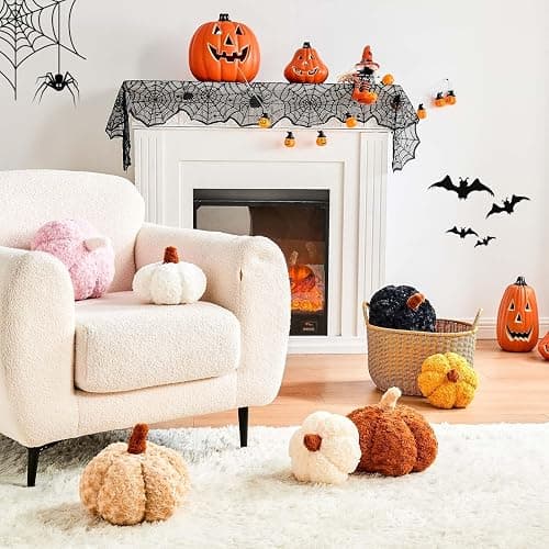 Lfsaaj Pumpkin Pillow Fall Pumpkin Throw Pillow Halloween Decorative Pillow | 8"x4" Dusty Pink Pumpkin Shaped Pillows Small Cute Autumn Plush Throw Pillows for Halloween Thanksgiving Fall Room Decor thumbnail 3