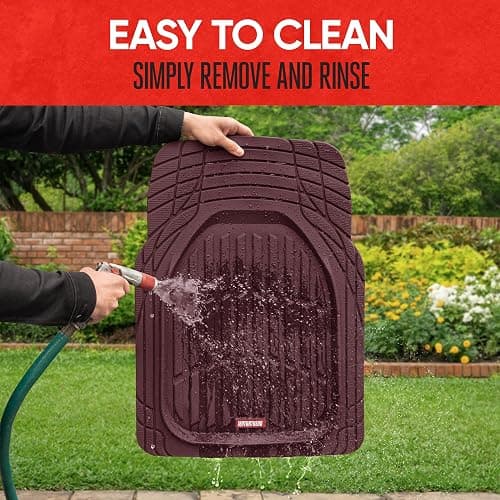 BDK Red All Weather Heavy Duty Car Floor Mats Interior Liners for Auto Van Truck SUV, Heavy Duty All Weather Protection, Fits Front & Rear thumbnail 6