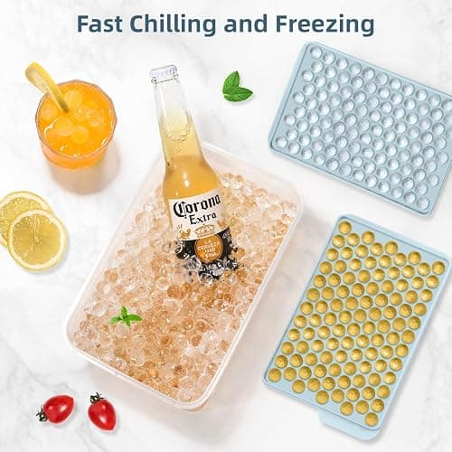 WIBIMEN Mini Ice Cube Trays, 0.55” Tiny Pebble Ice for Iced Coffee & Cocktails, Fast Chill, Easy Twist Release, Stackable with Lid & Storage Bin (4 Pack, Blue) thumbnail 5