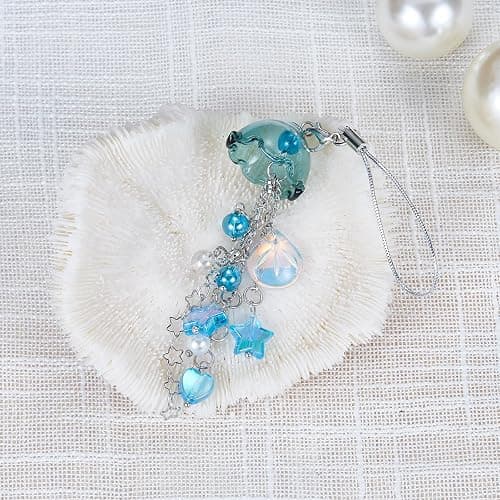 BEEFLYING Jellyfish Phone Charms Aesthetic Y2K Cute Charm Straps Cell Phone Pendants Accessories with Star Heart for Bag Keychain Camera Wallet Decor, Blue thumbnail 3