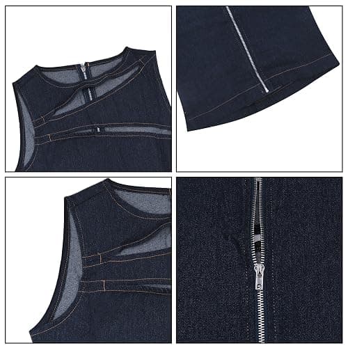 MINGSEECESS Women Sexy Irregular Hollow Out Cutting Denim Crop Tank Top Sleeveless Back Zipper Vest Clubwear thumbnail 5