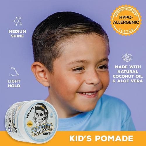 Suavecito Kid's Pomade Calming Chamomile Scent Light Hold 4 oz. - Water Based Flake Free Hair Gel - Dermatologist-Tested, Hypoallergenic Formula - Free of Sulfates, Parabens, and Phthalates thumbnail 5