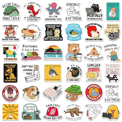 zheyistep 200PCS Funny Procrastination Stickers, Meme Stickers for Adults, Sarcastic Quote Vinyl Sticker Pack for Laptop Water Bottle Phone Case Journal Helmet thumbnail 3