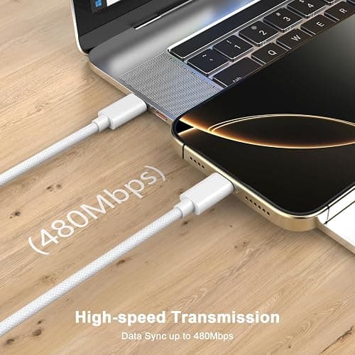 [MFi Certified] iPhone 17 16 15 Charger Cord 6FT, 2 Pack 60W USB C to USB C Charging Cable Cord Long for iPhone 17/17 Pro/17 Pro Max/Air/16/16 Pro/16 Pro Max/15/15 Pro Max, iPad Pro/Air/Mini, White thumbnail 6