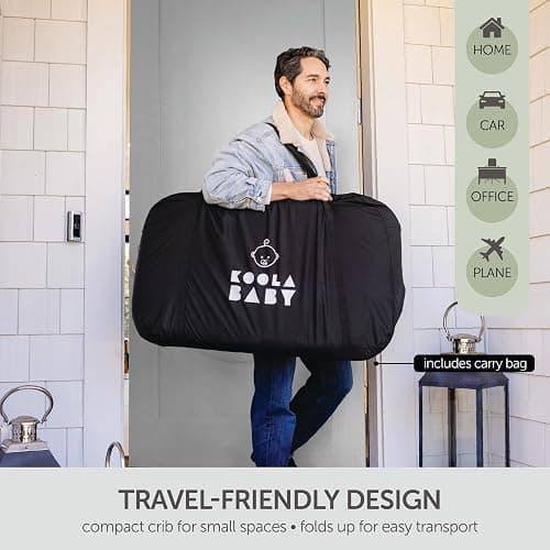 KoolerThings 3 in 1 Baby Bassinet, Bedside Sleeper, & Playpen, Easy Folding Portable Crib (Black)- KoolaBaby (Mesh Bassinet) thumbnail 7
