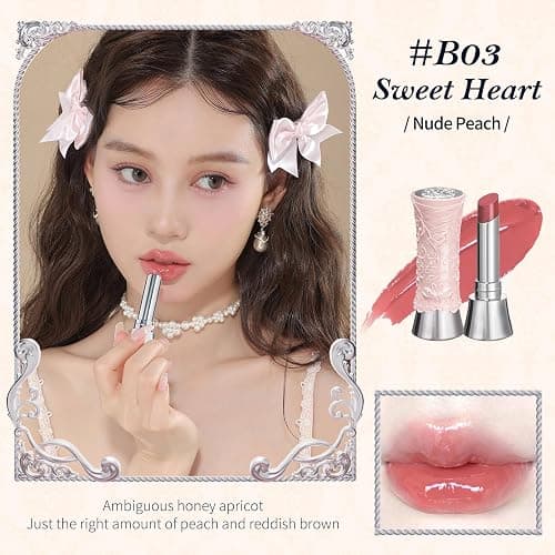 Flower Knows [GIFT] Swan Ballet Shine Lipstick,Hydrating Solid Lip Gloss,Moisturizing Nude peachy Tinted Lip Balm-Long Lasting Lip Gloss in Balm for Girls&Women,(B03 Sweet Heart) thumbnail 6