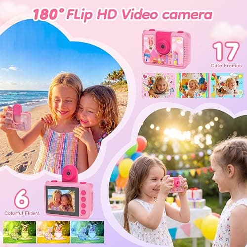 Pool Toy & Kids Underwater Camera - 99FT Waterproof Kid Action Camera 1080P Video&20MP Photo with Flip Lens, Includes 32GB Card for Diving Swimming Beach Snorkeling,Birthday Gift for Girls - GKTZ thumbnail 4