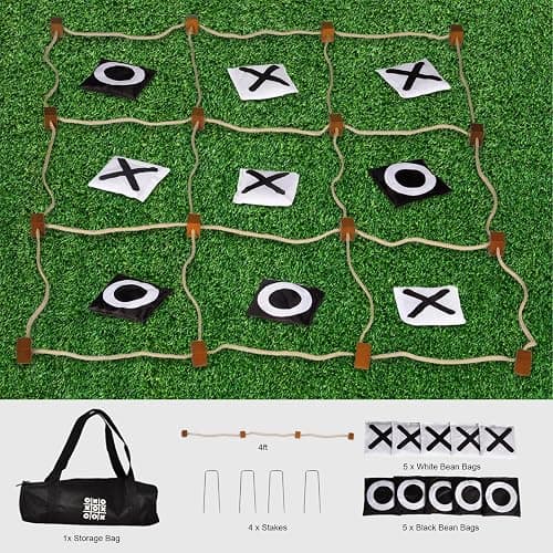 Giant Tic Tac Toe Outdoor Games, Bean Bag Toss for Kids and Adults, 4Ft x 4Ft, Large Backyard Family Game, No Assembly, Indoor Outdoor Play, Portable Giant Lawn Games, Instant Setup thumbnail 5