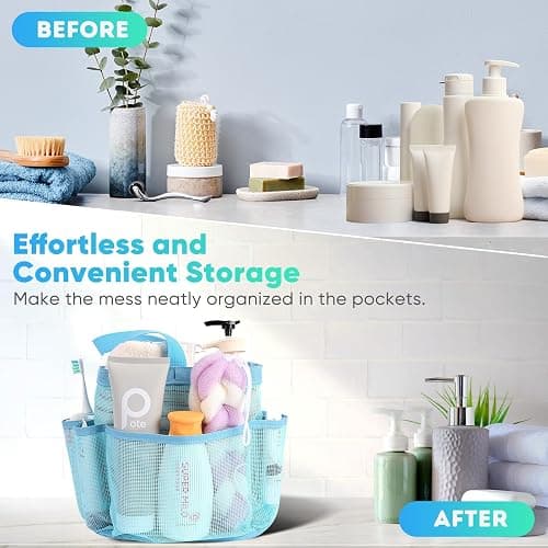 EUDELE Mesh Shower Caddy Portable, 8-Pocket Large Capacity, Quick Dry, Easy Clean, Ideal for Beach, Swimming, Gym, Travel thumbnail 7