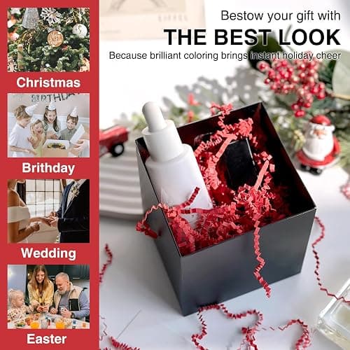Corlcol 200g(7oz) Crinkle Paper Filler for Gift Baskets Gift Box Paper Shreds for Birthday, Weddings,Valentine's Day, Christmas (Red) thumbnail 4