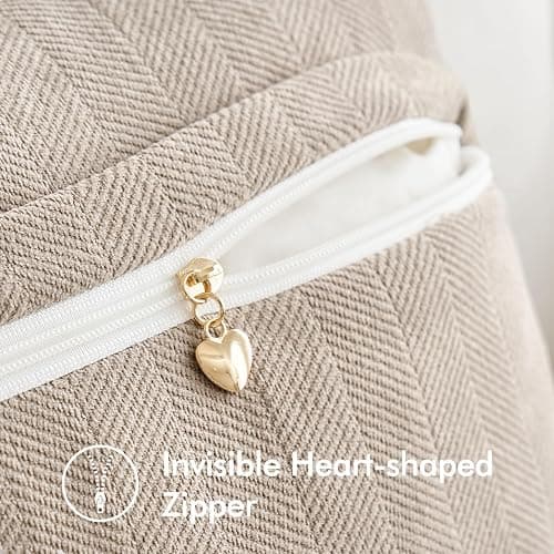 MIULEE 2er Kissenbezug 50x50 Beige Chenille Kissenhülle zierkissen | Weiche Kissenbezüge Sofakissen dekokissen zierkissen Elegantes Design für Couch Sofa Wohnzimmer thumbnail 4