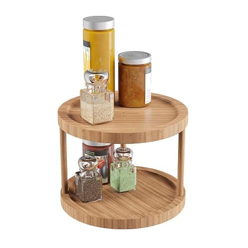 Classic Cuisine Lazy Susan – All-Natural Bamboo Round Two Tier Turntable Kitchen, Pantry and Vanity Organizer and Display with 10 Inch Diameter thumbnail 7