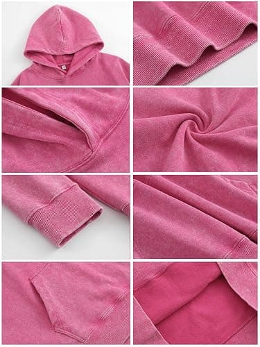Oversized Acid Wash Hoodie for Women Fashion Cute Hoodies Casual Heavyweight Pullover Hooded Long Sleeve Sweatshirt thumbnail 6