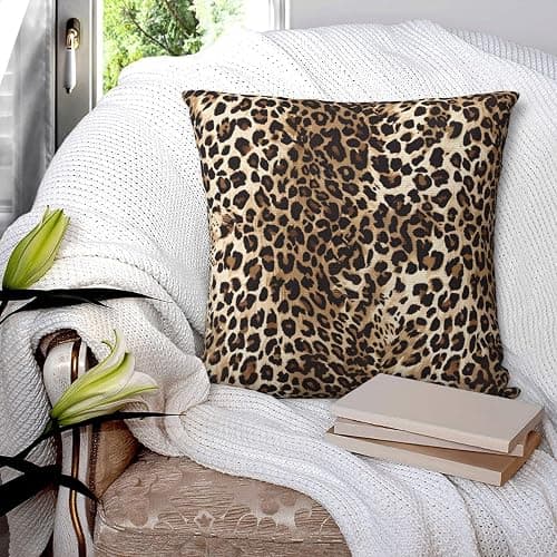 Yobvec Cheetah Print Pillow Covers Home Decor 18x18 Inch, Leopard Print Throw Pillowcase Decorative Cushion Cover for Bed Sofa Couch, 2 Sets thumbnail 6