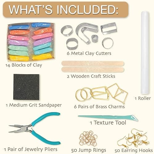 JOiFULi 132 Pc- Complete DIY Friendship Craft Set for Teens, Ages 12+ Aesthetic Polymer Clay Earring Jewelry Craft Making Set thumbnail 2