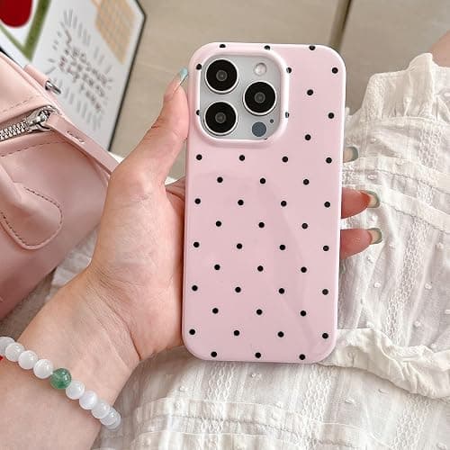 Reoomukk Aesthetic Polka Dot Retro Phone Case for iPhone 16 6.1",Vintage Trendy Unique Simple Pattern Design Elegant Chic Pretty Stylish Protective Girls Women Cases for i16 Black thumbnail 8