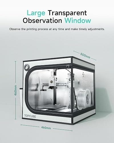 TOPCUBE 3D Printer Enclosure for Bambu Lab A1 Mini, Large Transparent Window Enclosure with LED Light, Fireproof Dustproof Noise Reduction Constant Temperature 3D Printer Cover, 460x460x550MM thumbnail 5