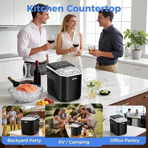 OSTBA Countertop Ice Maker Machine, Portable Ice Maker Makes 9 Bullet Ice Cubes in 6 Minutes, 26Lbs/Day Ice Makers Countertop with Self-Cleaning, Compact Mini Ice Maker for Home Kitchen RV Party thumbnail 8
