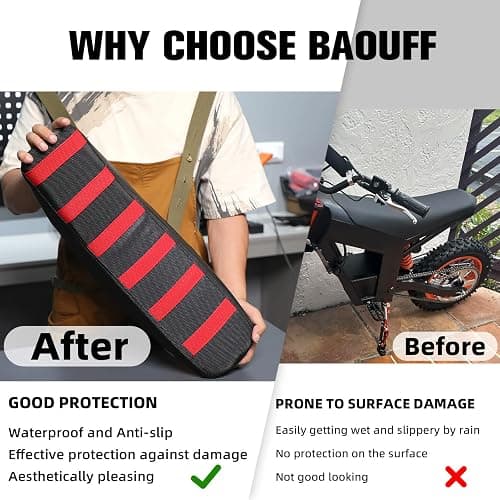 BAOUFF Seat Cover for Tutti,Waterproof Non-Slip Cushion Cover for Tuttio Electric Dirt Bike Soleil 01 and Ebike ICT-Black thumbnail 5