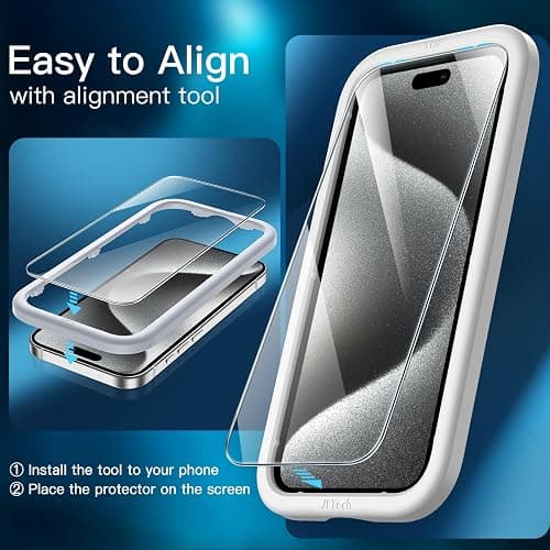 JETech Screen Protector for iPhone 15 Pro 6.1-Inch, Tempered Glass Film with Easy Installation Tool, Case-Friendly, HD Clear, 3-Pack thumbnail 5