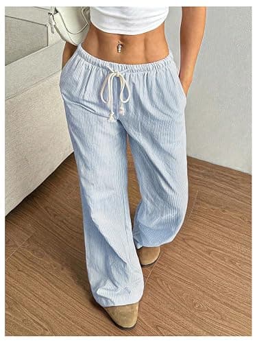 SOLY HUX Women's Drawstring Straight Leg Baggy Pants Casual Lounge Pants Trousers with Pocket thumbnail 4