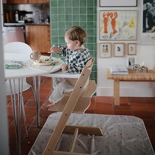 mushie Baby Splat Mat 42.5x42.5 Inch (Fog) | Water Resistant for Under High Chair and Infant Play - Fog thumbnail 2