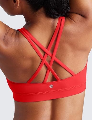CRZ YOGA Naked Feeling Strappy Padded Sports Bras for Women - Fitness Workout Top Criss Cross Back Yoga Cami thumbnail 3