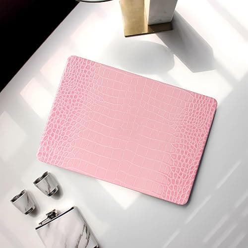 KEROM Compatible with Crocodile MacBook Air 13 inch Case 2021 2020 2019 2018 M1 A2337 A2179 A1932, Textured Elegant Luxury Aligator Skin Snakeskin PU Leather Hardshell Case & Keyboard Cover, Pink thumbnail 6