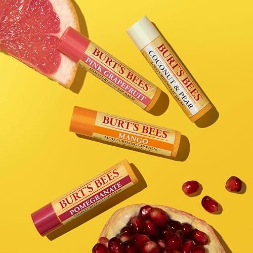 Burt's Bees Lip Balm - Pink Grapefruit, Mango, Coconut & Pear, and Pomegranate Pack, Lip Moisturizer With Beeswax, Tint-Free, Natural Origin Conditioning Treatment, 4 Tubes, 0.15 oz. thumbnail 7