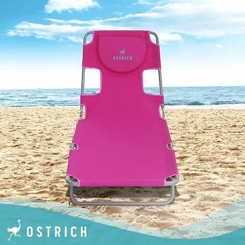 Ostrich Beach Lounge Chair, Folding & Reclining Outdoor Chaise Lounger, Pink - Portable Adjustable Recliner Chair for Lawn, Pool, Patio, Garden, and Yard thumbnail 9