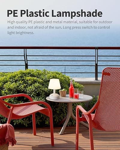 KDG Modern Cordless Small Table Lamps, Outdoor Portable Shower Waterproof LED Dimmable Desk Lamp, 5000mAh Rechargeable Battery Operated Lighting for Restaurant, Bedroom, Bathroom, Night Light (White) thumbnail 3