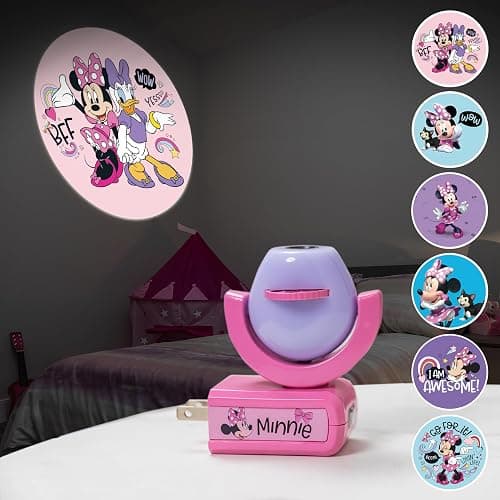 Disney Projectables Disney Minnie Mouse LED Kids Night Light, Projector, Dusk to Dawn, Plug-in ,Mickey Mouse, for Kids, Girls Bedroom, Playroom, Gaming Room, Nursery, 57958 - 1 Pack - Purple/Pink Minnie Projectable thumbnail 7