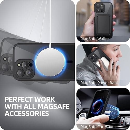 BERFY Magnetic for iPhone 14 Pro Max Case, Compatible with MagSafe, Built-in Privacy Screen Protector and Upgraded Camera Protection, Anti-Spy Full Body Shockproof Phone Case for 14 Pro Max 6.7",Black thumbnail 6