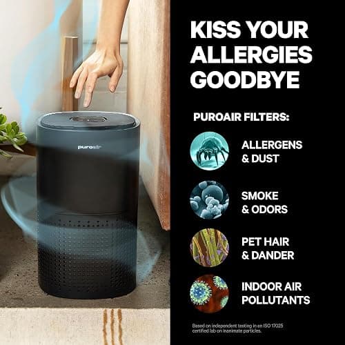 PuroAir 240 HEPA Air Purifier for Home Large Rooms - Covers Up To 1,000 Sq Ft - Filters Up To 99.9% of Pollutants, Smoke, Pollen, Dust - Quiet HEPA Air Filter - Air Purifiers for Bedroom thumbnail 4