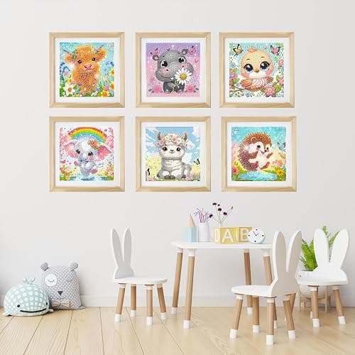 6 Pack Small Diamond Painting Kits for Kids Beginners, 5D Gem Art by Number for Children Ages 6-8-12,Cute Animal Elephant Fun DIY Dot Painting Set,Home Wall Decor 6x6 Inch thumbnail 2