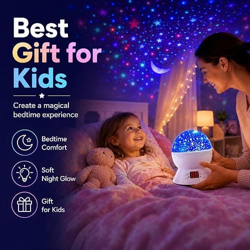 MOKOQI Star Projector Night Light for Kids, Rotating Stars Night Light Projector for Kids Bedroom, Star Projector with Timer, Light Up Stars for Ceiling, Star Machine Gift for Boys Girls Toddlers thumbnail 2