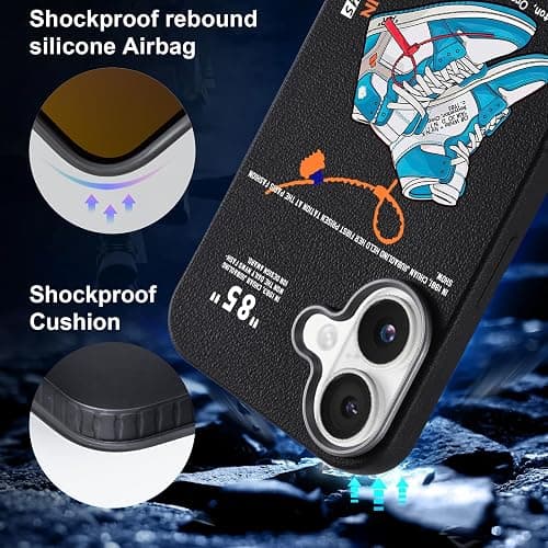 WMFLLNL Cool Phone Case for iPhone 13 Case for Boys Men Basketball Shoes Sneaker Print Design Cases Compatible with iPhone 13 Black thumbnail 4