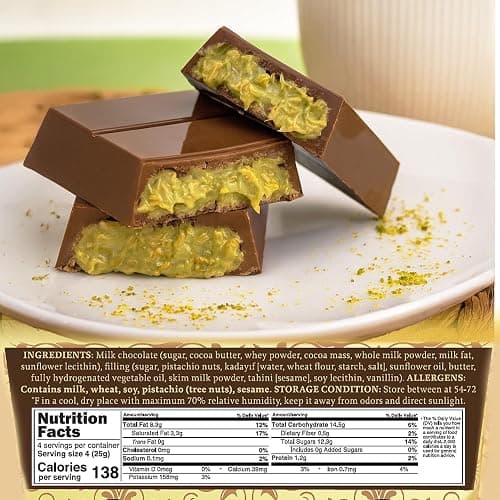 Ceres Gourmet Dubai Chocolate Bar Pistachio 3.5 Oz, Perfectly Portioned Packaging Dubai Chocolate with Knafeh Kataifi, Premium Kunafa Bars (3.5 Oz, Milk Chocolate) thumbnail 7