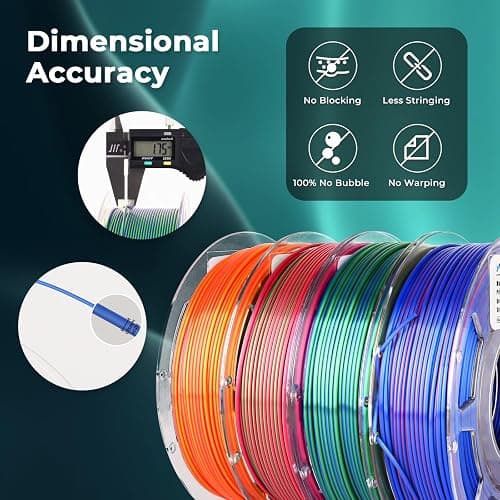 AMOLEN Silk PLA 3D Printer Filament Bundle, Shiny Dual Color Filament 1.75mm Pack, Multi Color Change 3D Printing Filament for Most FDM 3D Printer, 4 Spools 200g Each thumbnail 4