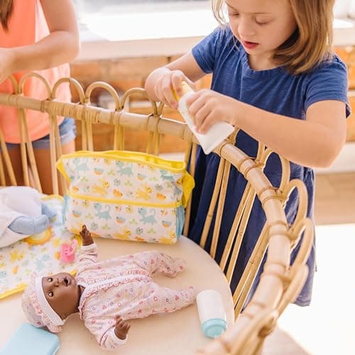 Melissa & Doug Mine to Love Travel Time Play Set for Dolls with Diaper Bag, Bottle, Sunscreen, More (17 pcs) - Baby Doll Accessories, Baby Doll Sets For Kids Ages 3+ thumbnail 6