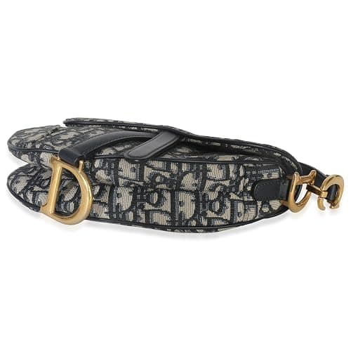 Dior, Pre-Loved Navy Oblique Mini Saddle Bag, Blue thumbnail 7