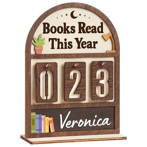 Books Read This Year Counter Valentines Day Gifts For Women Readers, Personalized Book Counter Tracker Bookshelf Decor, Bookish Gifts Accessories For Book Lovers, Bookworm, Bookclub Stocking Stuffers - Image 1