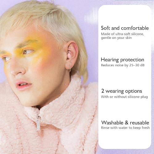 Jayine 2 Pairs Ear Plugs for Sleeping, Soft Full Silicone Ear Plugs for Noise Reduction 25dB, Reusable Hearing Protection Earplugs for Concert, Focus, Noise Sensitivity, 8 Ear Tips in S/M/L - Pink thumbnail 3