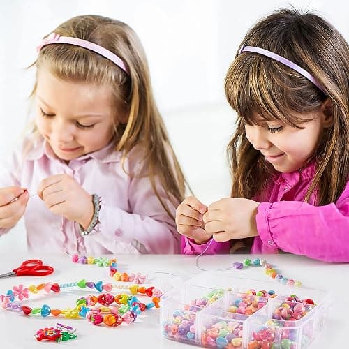 Beads for Kids Crafts, 1100 Jewelry Making Kit Includes Scissor, String, Instruction and Accessories for Bracelet Making, Toys for Girls by Inscraft thumbnail 4