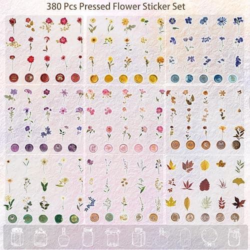 380 Pcs Natural Flower Stickers for Scrapbooking, Vintage Floral Stickers Decals Aesthetic Watercolor Stickers for Journaling Phone Case Stickers Art Bullet Junk Journal Planners DIY Craft Notebook thumbnail 3